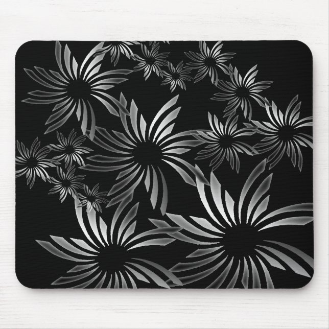 Silver Flowers Mouse Mat (Front)