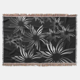 Silver Flowers Throw Blanket