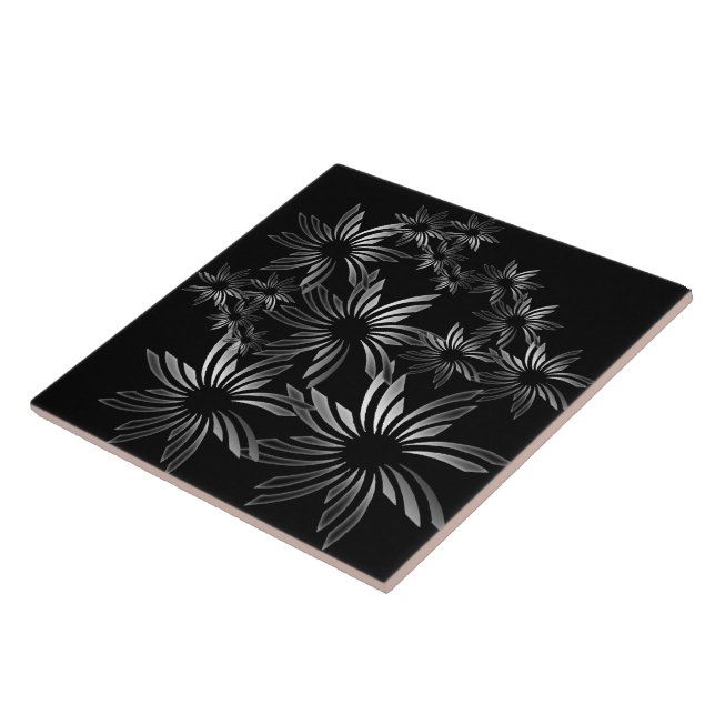 Silver Flowers Tile (Side)