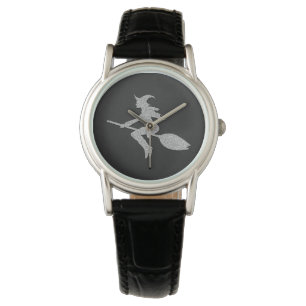 Silver Flying Witch Halloween Watch