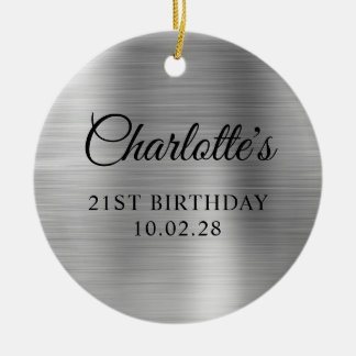 Silver Foil 21st Birthday Photo Ceramic Tree Decoration