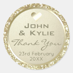 Silver Foil And Glitter Wedding Thank you Favour Classic Round Sticker