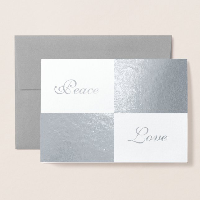 Silver Foil and Grey Rectangles Happy New Year Foil Card (Front With Envelope)
