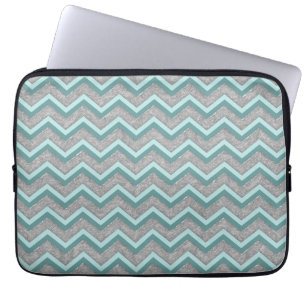 Silver Foil and Teal ZigZag Laptop Sleeve