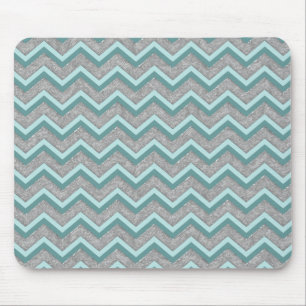 Silver Foil and Teal ZigZag Mouse Mat