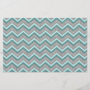 Silver Foil and Teal ZigZag Stationery