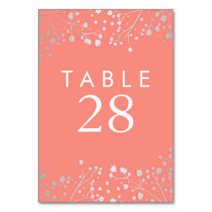 Silver Foil Baby's Breath Wedding Table Numbers
