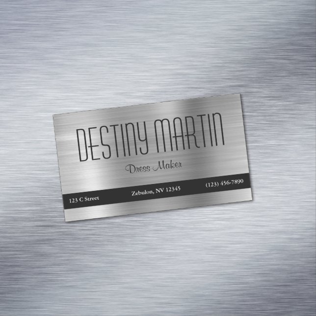 Silver Foil Black Contact Bar Magnetic Business Card (In Situ)