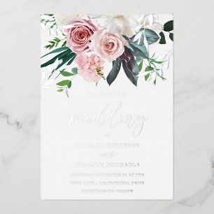 Silver Foil & Blush Floral Wedding