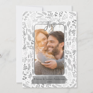 Silver Foil Botanical Modern Glam Holiday Photo Card