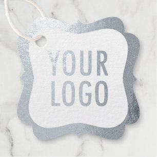 Silver Foil Brand Tags with Company Logo Hang Tags