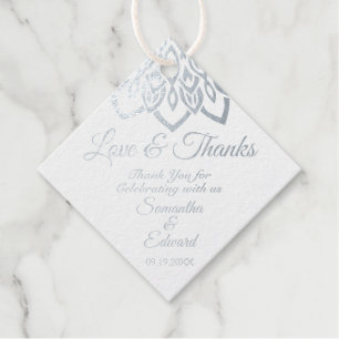 Silver Foil Burgundy Wedding Favour Tags