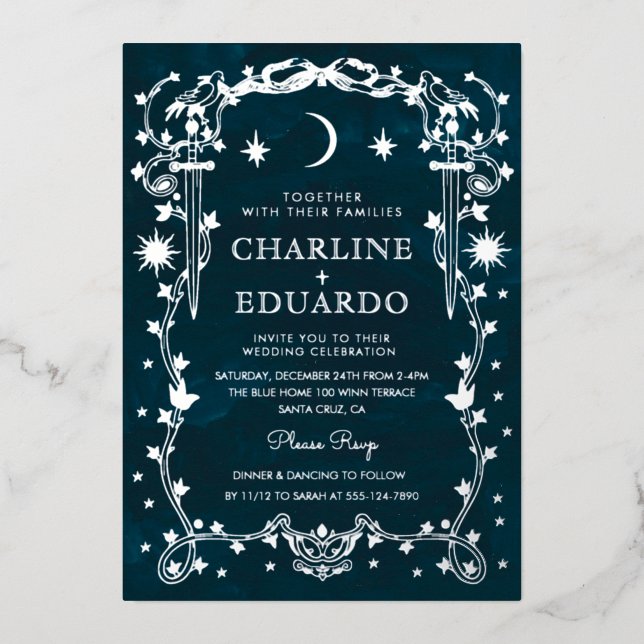Silver Foil Celestial Gothic Wedding  (Front)