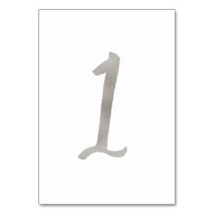 Silver foil chic wedding table number   Table 1
