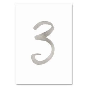 Silver foil chic wedding table number   Table 3
