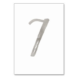 Silver foil chic wedding table number   Table 7