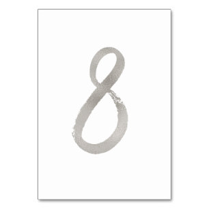 Silver foil chic wedding table number   Table 8