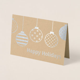 Silver Foil Christmas Ornaments Happy Holidays Card