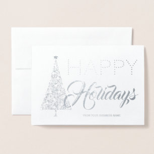 Silver Foil Christmas Tree Corporate Holiday Foil Card