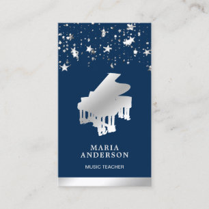 Silver Foil Confetti Grand Piano Musician Pianist Business Card
