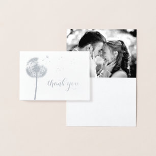Silver Foil Dandelion Photo Thank You Card