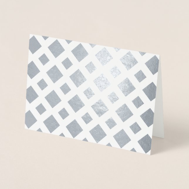 Silver Foil Diamonds on White Lattice Foil Card (Front)