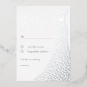 Silver Foil Dress Bridal Or Birthday RSVP Card