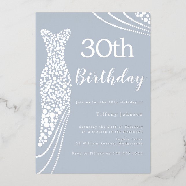 Silver Foil Dress Elegant 30th Birthday (Front)