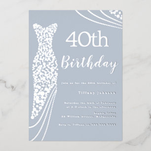 Silver Foil Dress Elegant 40th Birthday