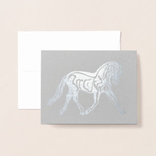 Silver Foil Dressage Horse Foil Card