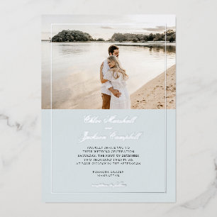 Silver Foil Dusty Blue Minimalist Elegant Wedding