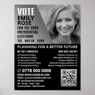 Silver Foil Effect Political Campaigner Advert Poster