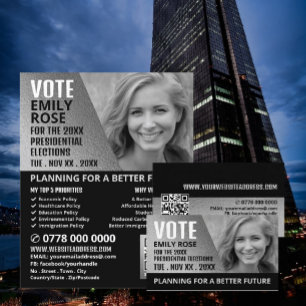 Silver Foil Effect Political Campaigner Business Card