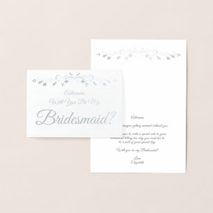Silver Foil Elegant Bridesmaid Proposal Card