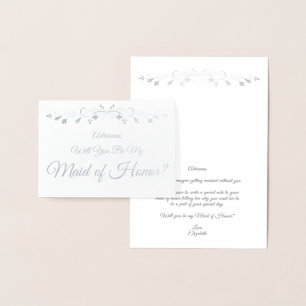 Silver Foil Elegant Maid of Honour Proposal Card