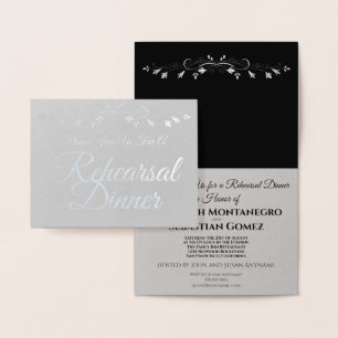 Silver Foil Elegant Rehearsal Dinner Invitation