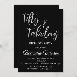 Silver Foil Fifty and Fabulous Invitation