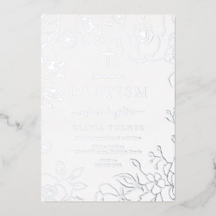 Silver Foil Floral Boy Or Girl Baptism Silver