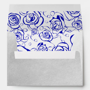 Silver Foil Floral on Royal blue Envelopes