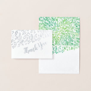 Silver Foil Floral Typography Thank You Foil Card
