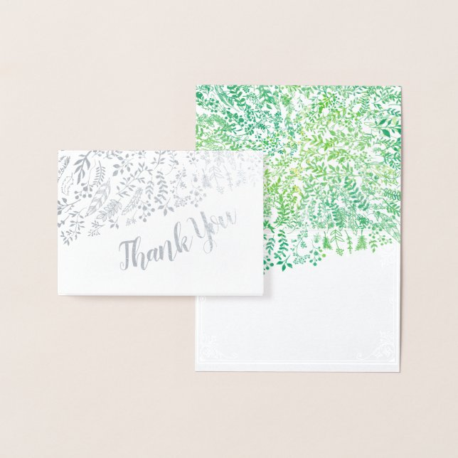 Silver Foil Floral Typography Thank You Foil Card (Display)