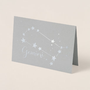 Silver Foil Gemini Zodiac Constellation Card