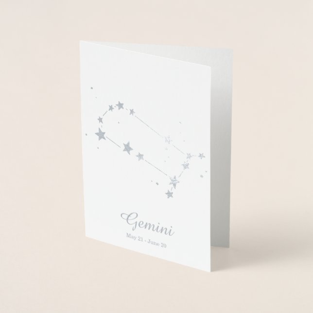 Silver Foil GEMINI Zodiac Sign Constellation Card (Front)
