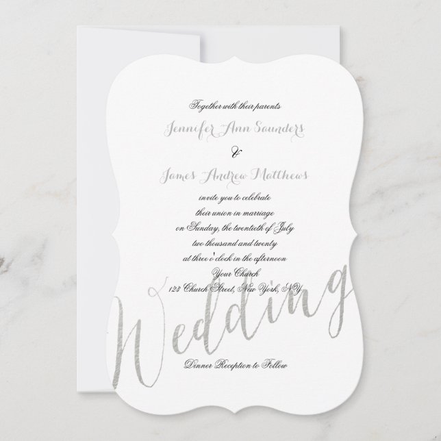 Silver Foil Glamour | Elegant Wedding Invitations (Front)