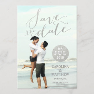 Silver Foil Glamour | Photo Save the Date Card
