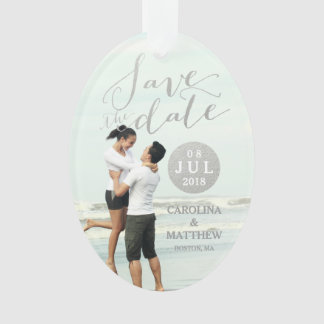 Silver Foil Glamour | Photo Save the Date Holiday Ornament