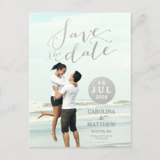 Silver Foil Glamour | Photo Save the Date Postcard
