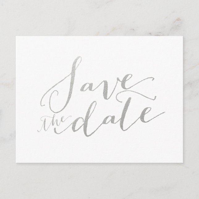 Silver Foil Glamour | Save the Date Postcard (Front)