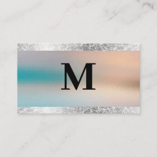 Silver Foil   Glass Texture Background   Monogram Business Card
