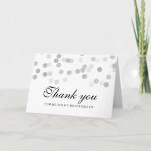 Silver Foil Glitter Lights Thank You Bridesmaid Card